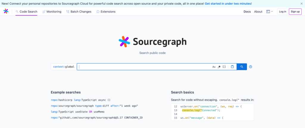Sourcegraph検索ページ