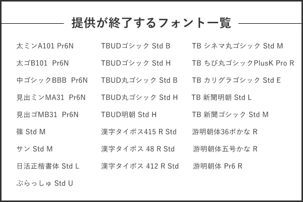 フォント一覧