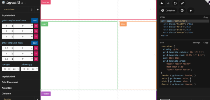 Interactive CSS Grid Generatoキャプチャ
