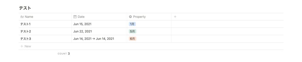 Notionのテーブルビュー