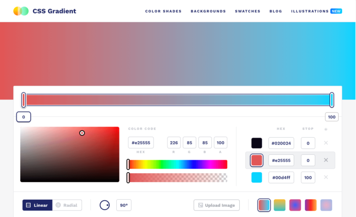 css gradient-generatorのキャプチャ